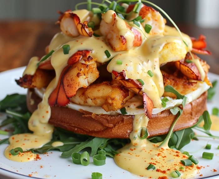 Bay Lobster Eggs Benedict with Cajun Hollandaise