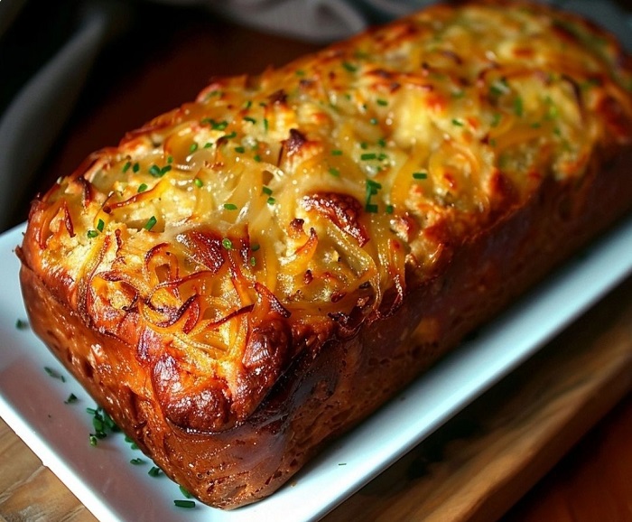 Cake aux oignons caramélisés et fromage