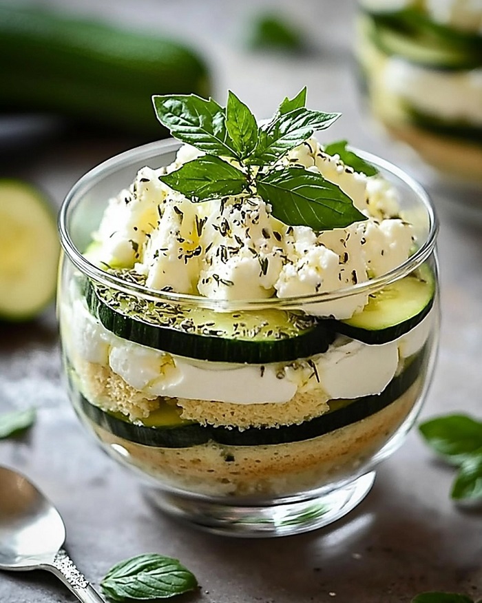 Tiramisu Salé Courgettes & Feta, Herbes Fraîches