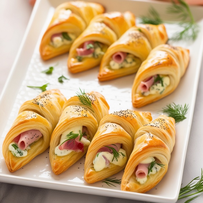 Croissants Feuilletés au Jambon et Fromage aux Herbes