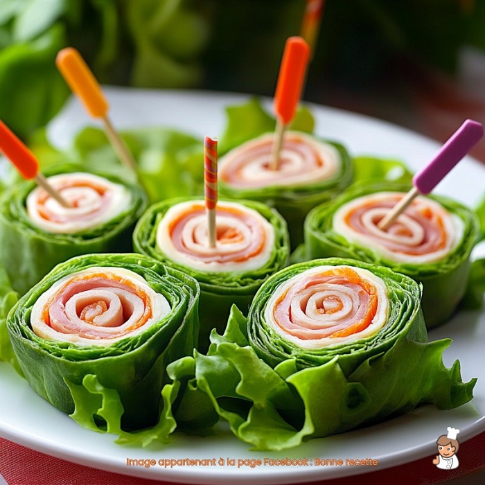 Roulés de Salade, Jambon et Fromage