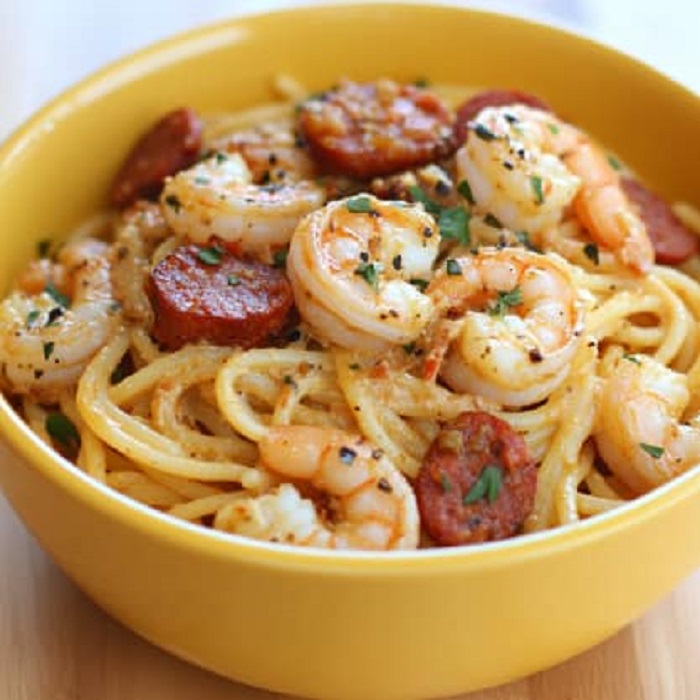 Pâtes aux Crevettes et Chorizo