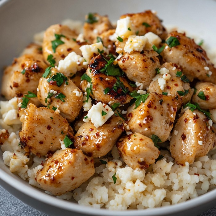 Poulet feta au miel épicé et croustillant