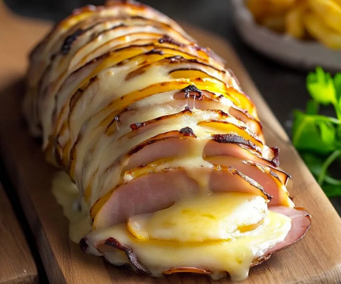 Rôti de Pommes de Terre au Jambon et Fromage Fondu