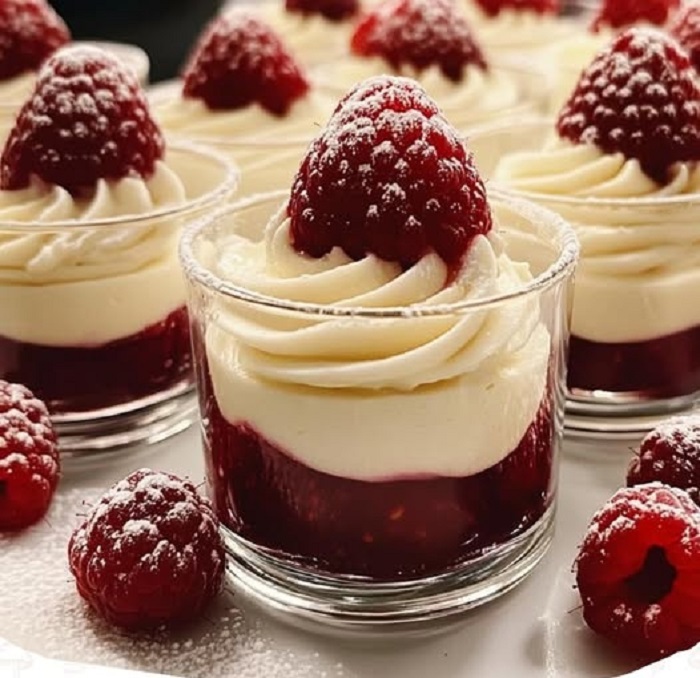 Verrine mousse chocolat blanc & framboises