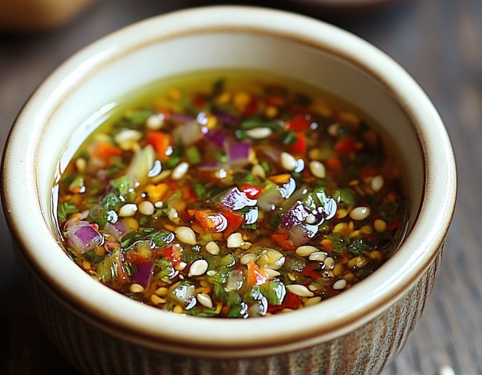 Vinaigrette Épicée au Piment Doux et Sésame