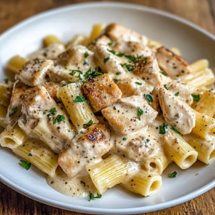 Rigatoni au Poulet et Sauce Crémeuse à l'Ail