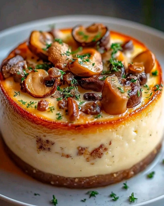 Cake aux Champignons, Comté, Noisettes et Persil Plat