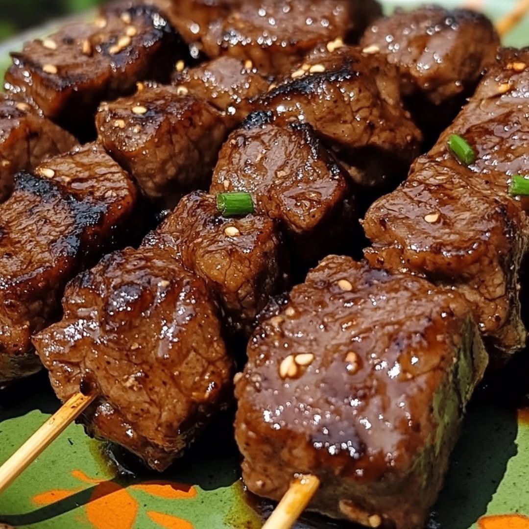 Brochettes de bœuf caramélisé au sésame