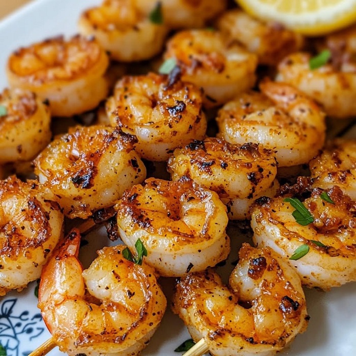 Brochettes de crevettes épicées au citron