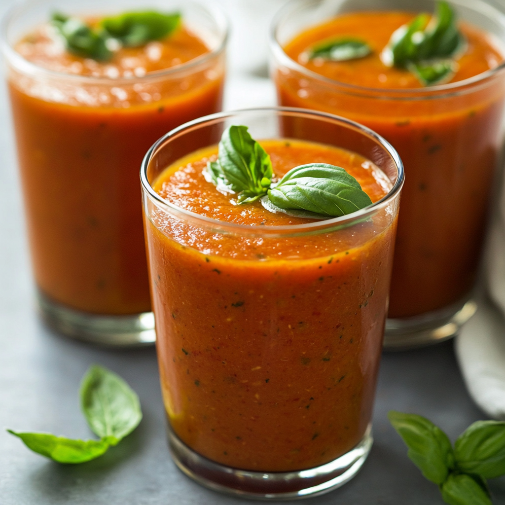 Soupe tomate-courgette façon verrine fraîche