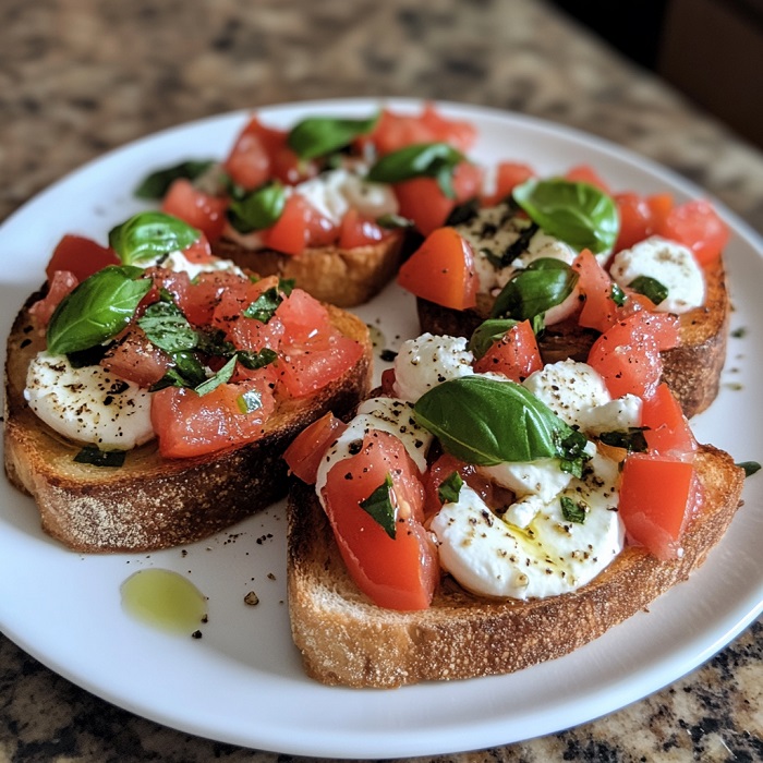 Bruschette tomate-mozzarella & basilic