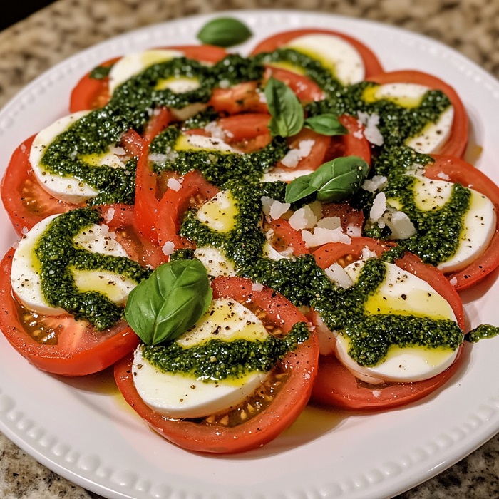 Tomates-mozza au pesto