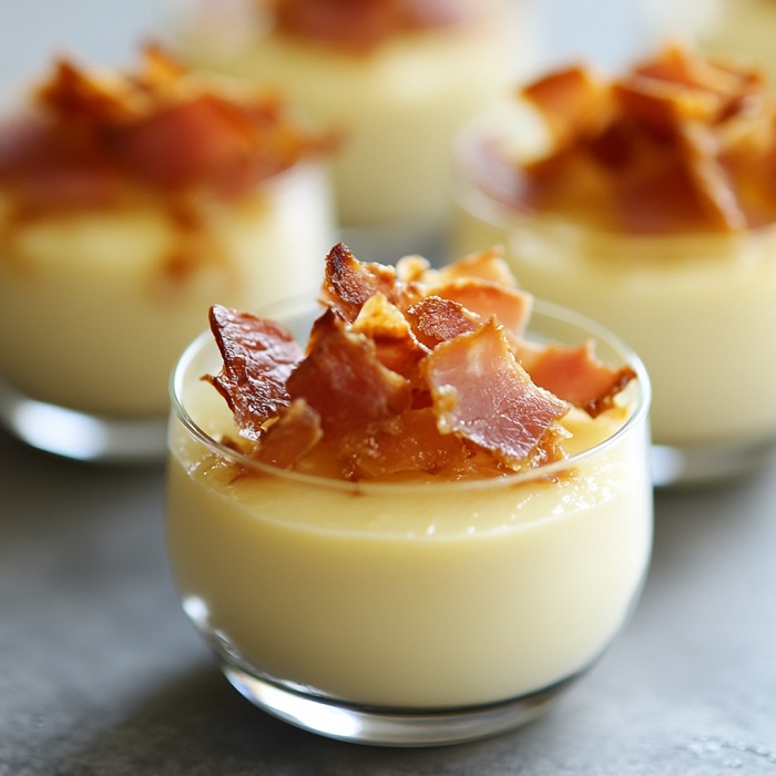 Panna cotta salée au parmesan, chips de jambon cru