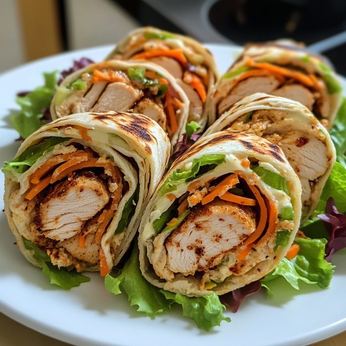Roulés tortillas poulet épicé