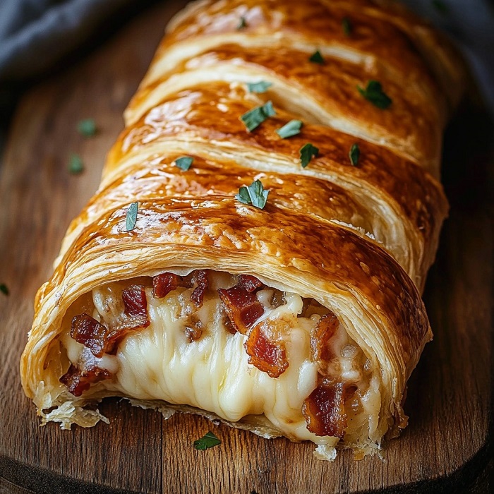 Feuilleté façon tartiflette (reblochon, lardons, oignons)