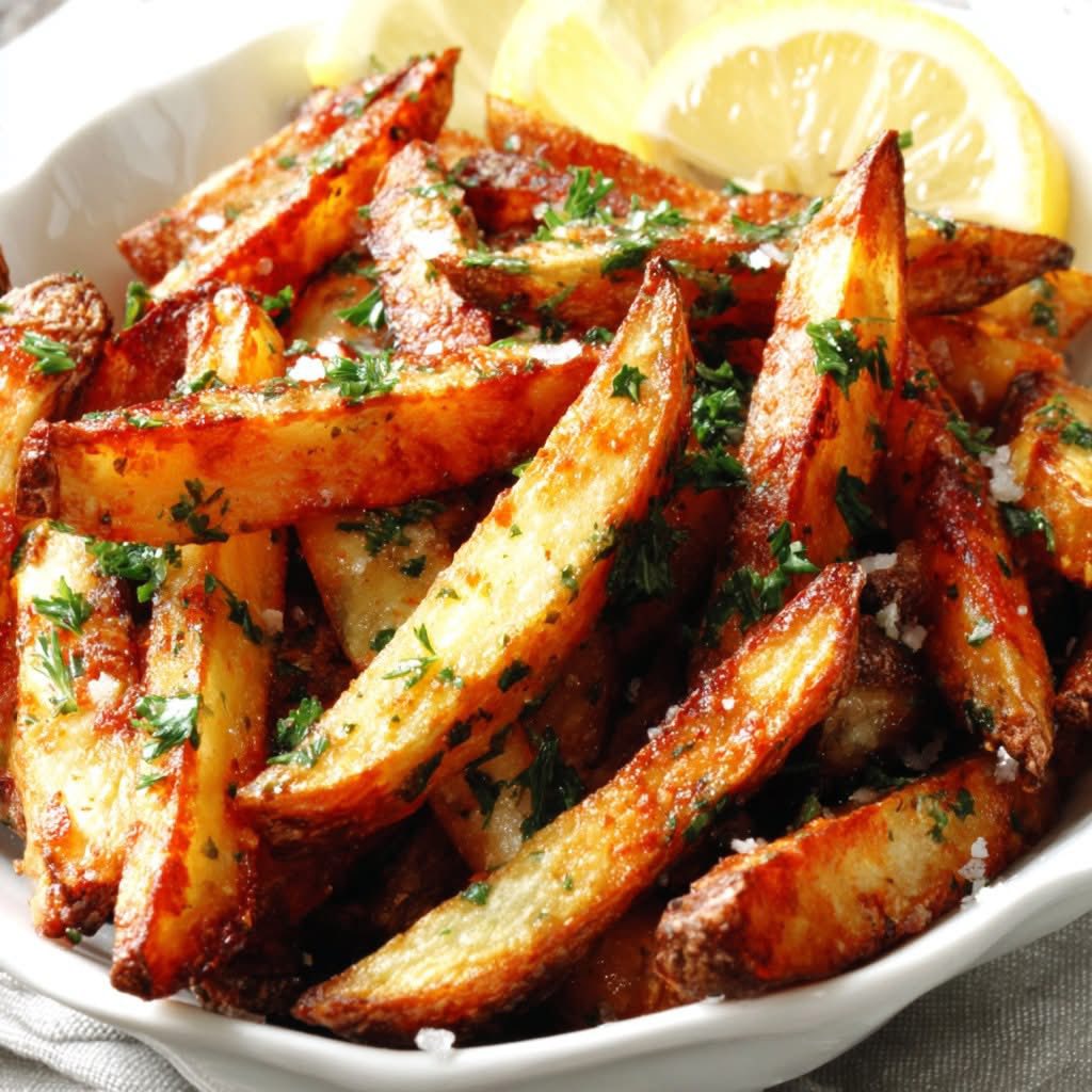Frites maison aux herbes fraîches, ail et citron