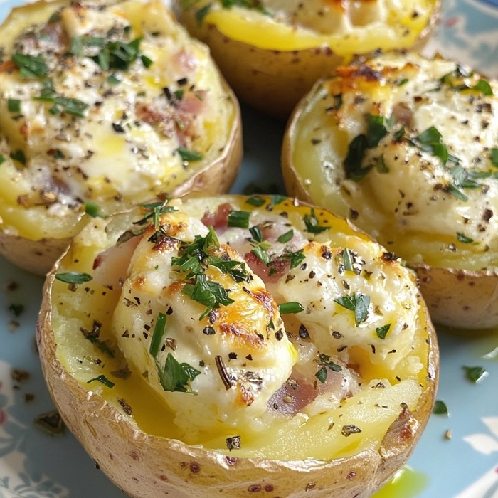 Pommes de terre farcies au fromage & bacon