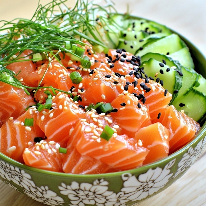 Poke bowl au saumon et concombre