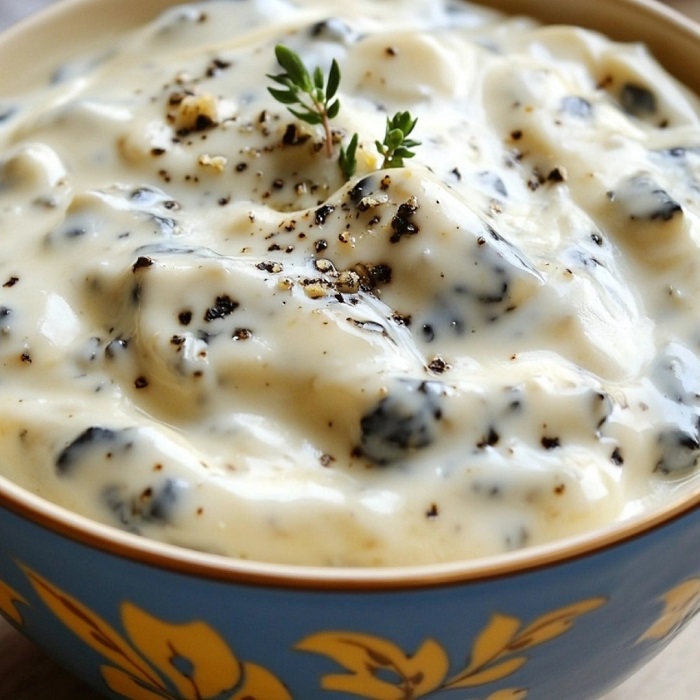 Sauce crémeuse aux olives & thym