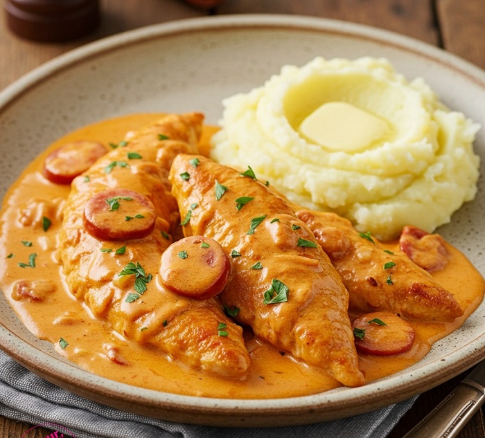 Aiguillettes de Poulet à la Crème de Chorizo