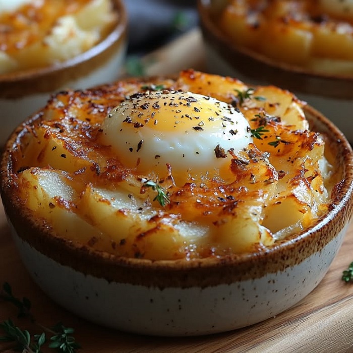 Nid de pommes de terre croustillantes & œuf au plat