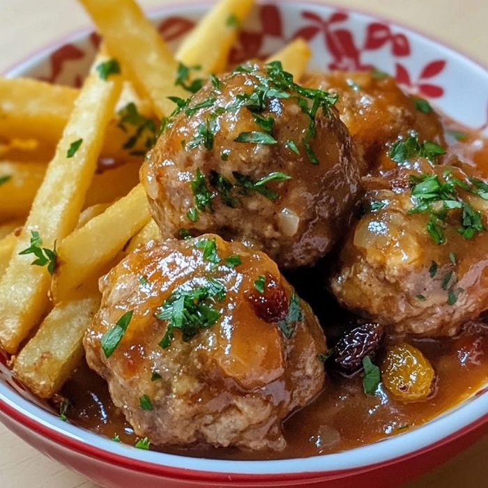Boulets à la Liégeoise et frites maison