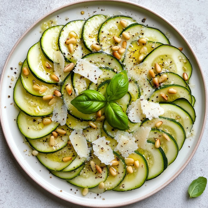 Carpaccio de courgettes, pignons & parmesan