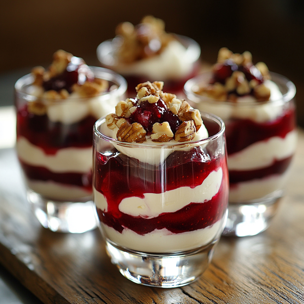 Mousse double couche aux fruits rouges & éclats de noix