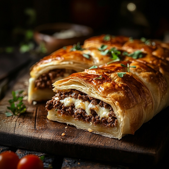 Feuilleté bœuf haché & mozzarella fondante