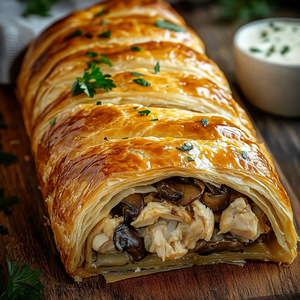 Feuilleté au poulet, champignons & crème