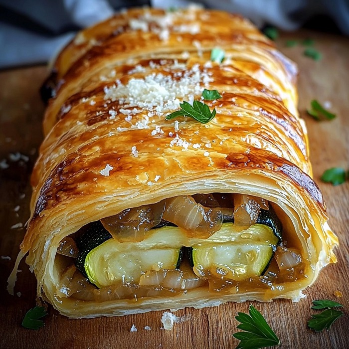 Feuilleté courgettes, oignons & parmesan