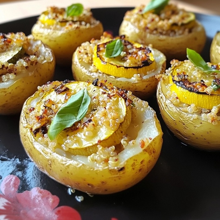 Pommes de terre farcies quinoa & courgettes jaunes