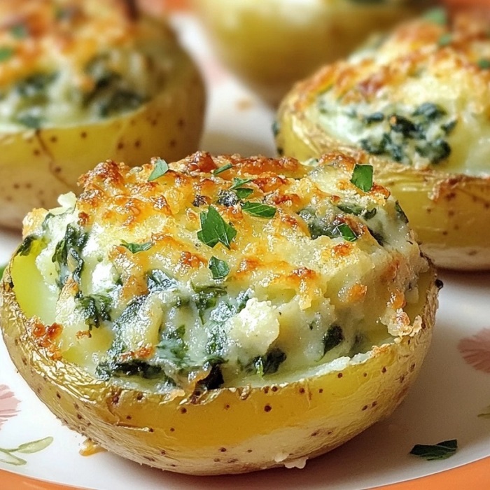 Pommes de terre farcies aux épinards et ricotta