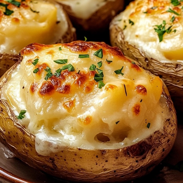 Pommes de terre gratinées à la purée fromagée