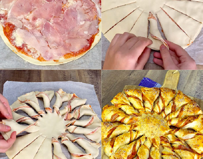 Tournesol feuilleté au parmesan et sauce tomate
