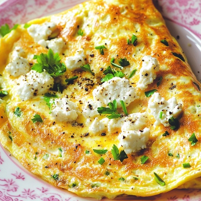 Omelette fondante au chèvre & fines herbes