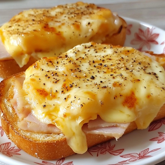 Tartines gratinées au jambon et fromage fondant