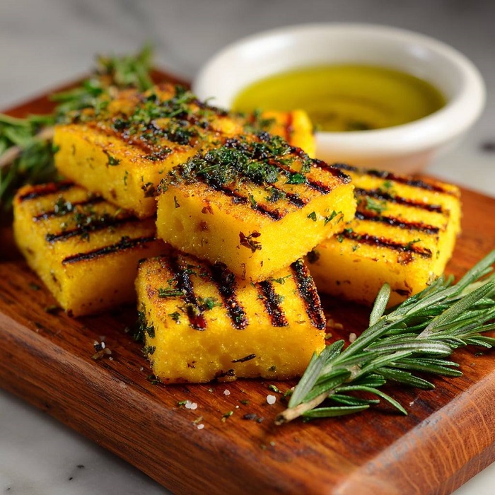 Polenta grillée aux herbes