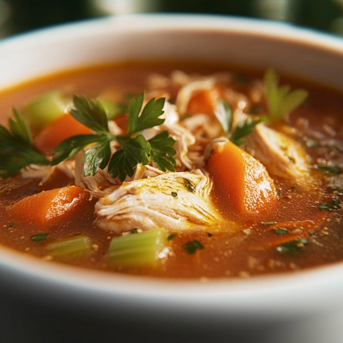 Soupe Réconfortante au Poulet Rôti & Légumes
