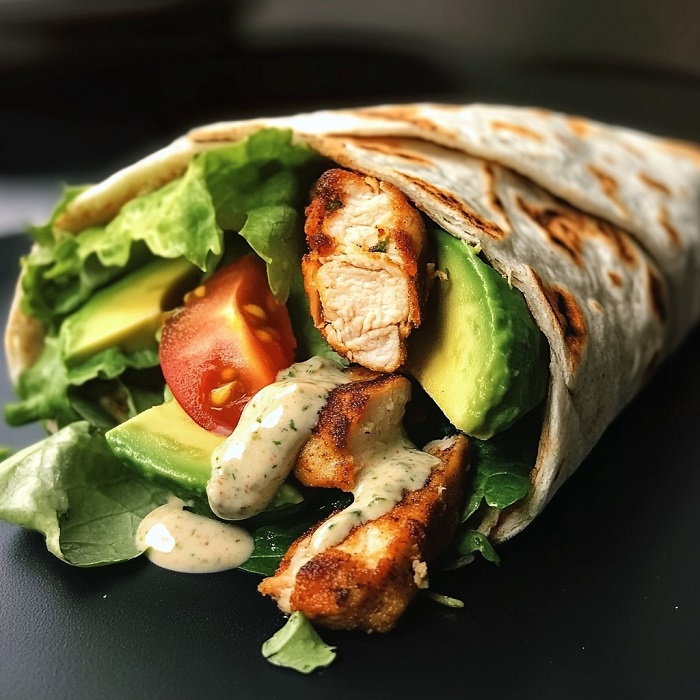 Wrap aux Restes de Poulet Rôti, Avocat & Sauce Crémeuse