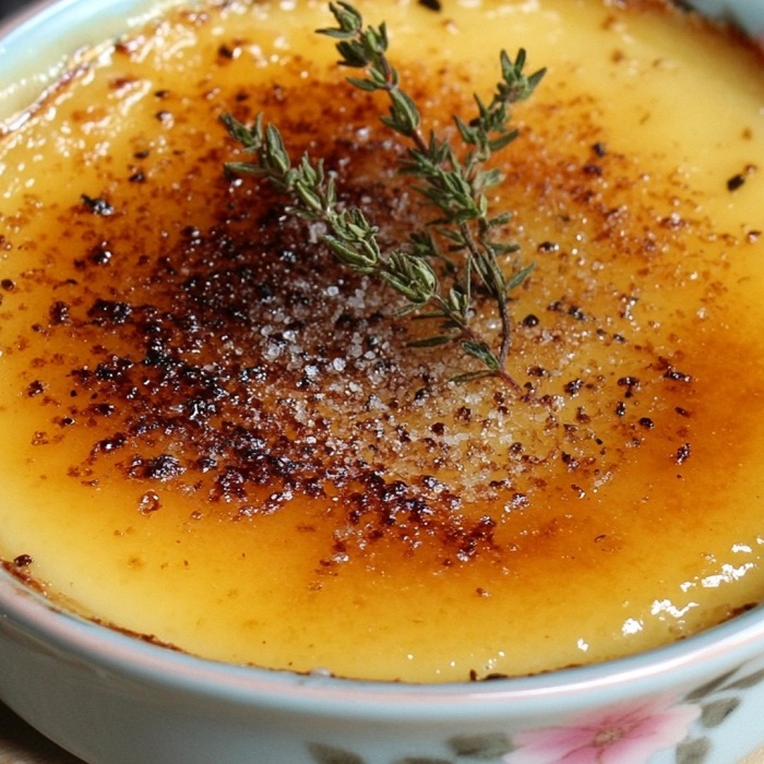 Crème brûlée salée au chèvre & thym