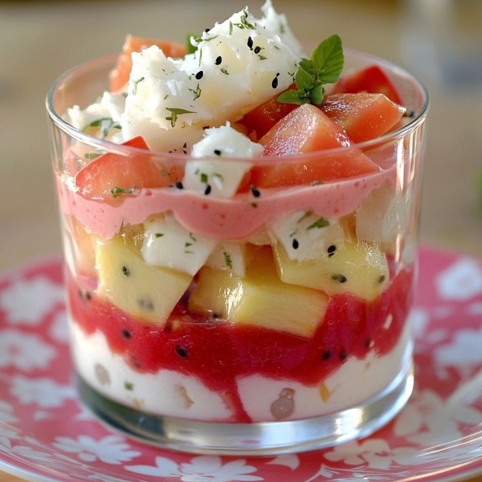 Verrine Exotique Ananas, Fruit-Dragon & Fraise