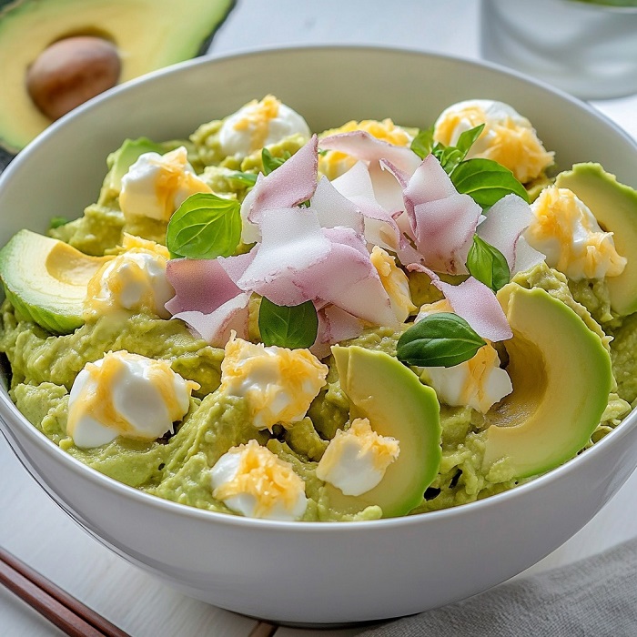 Dessert frais à l’avocat, noix de coco et yaourt