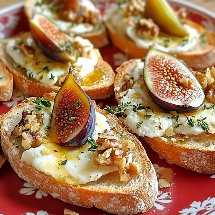 Tartines chèvre, figues et noix
