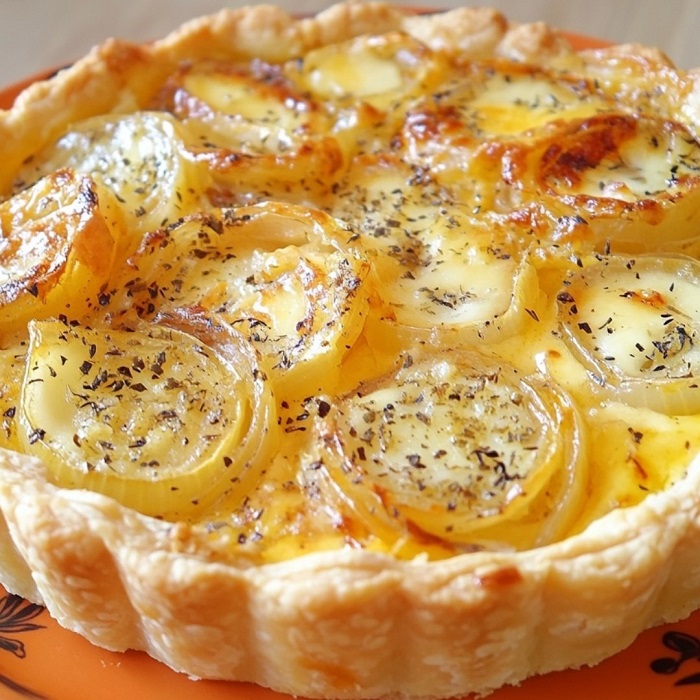 Tarte aux oignons doux et fromage de chèvre