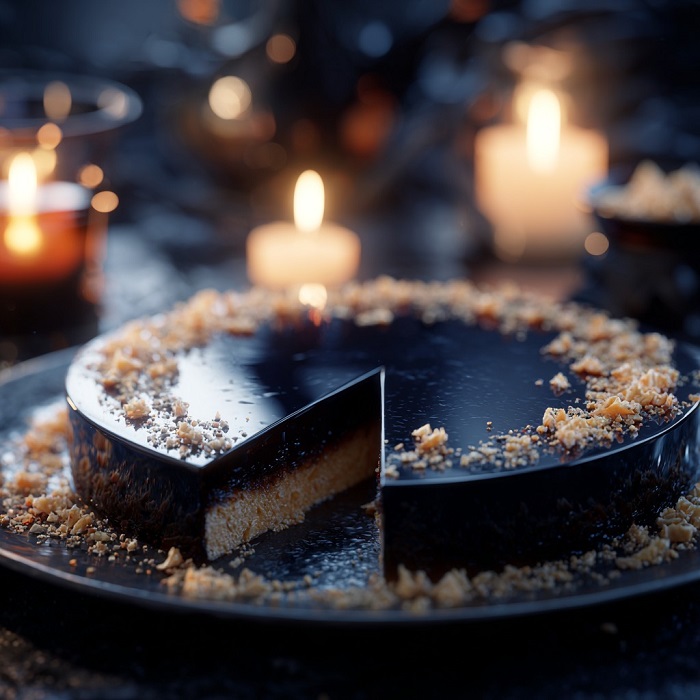 Le Cheesecake des Ténèbres au Cœur d’Encre