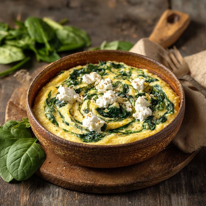 Polenta crémeuse aux épinards