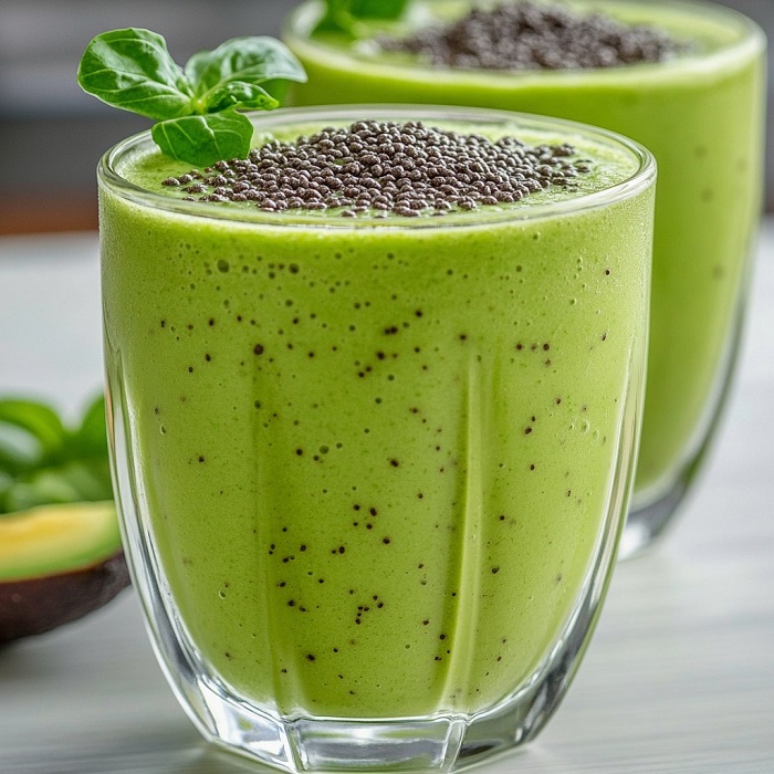 Smoothie Vert Crémeux à l’Avocat et Graines de Chia
