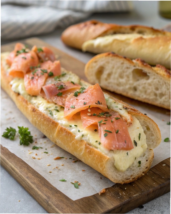 Baguette gratinée au Saumon Fumé & Fromage Frais
